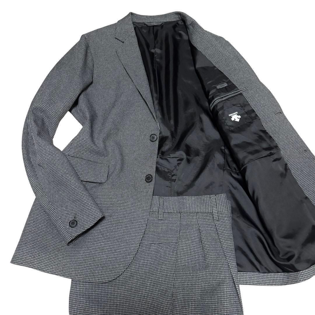 美品 XL DESCENTE デサント スーツ セットアップ ストレッチ 千鳥柄