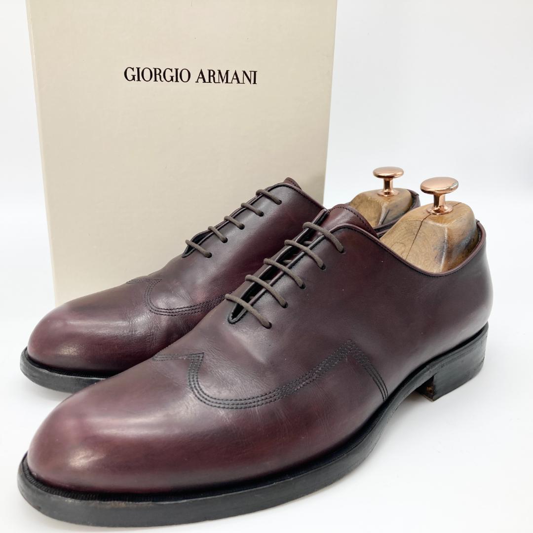 美品 箱付　ジョルジオ アルマーニ　４２　ホールカット　ウィングチップ