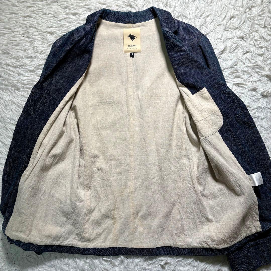 【美品】KLASICA テーラードジャケット　コットンリネン　デニム 2 日本製