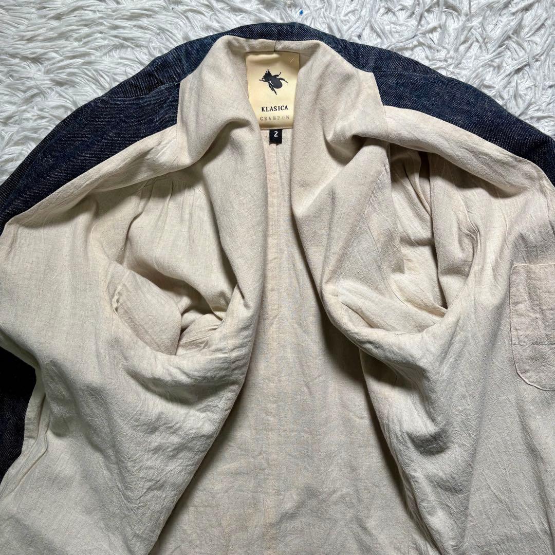 【美品】KLASICA テーラードジャケット　コットンリネン　デニム 2 日本製