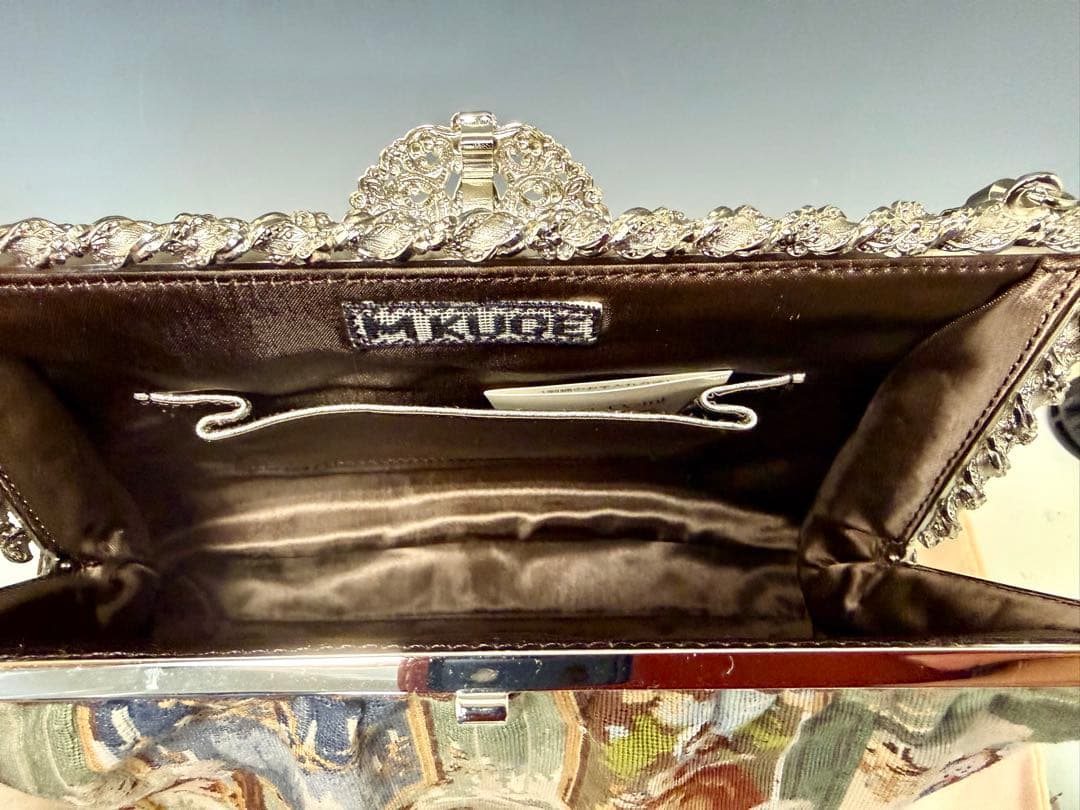 【美品】久家道子 プチポアン パーティーバッグ モーツァルトデザイン　刺繍