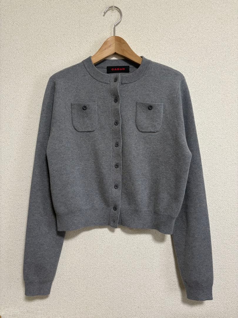 CABaN コットンカシミヤ クルーネックカーディガン XS グレー