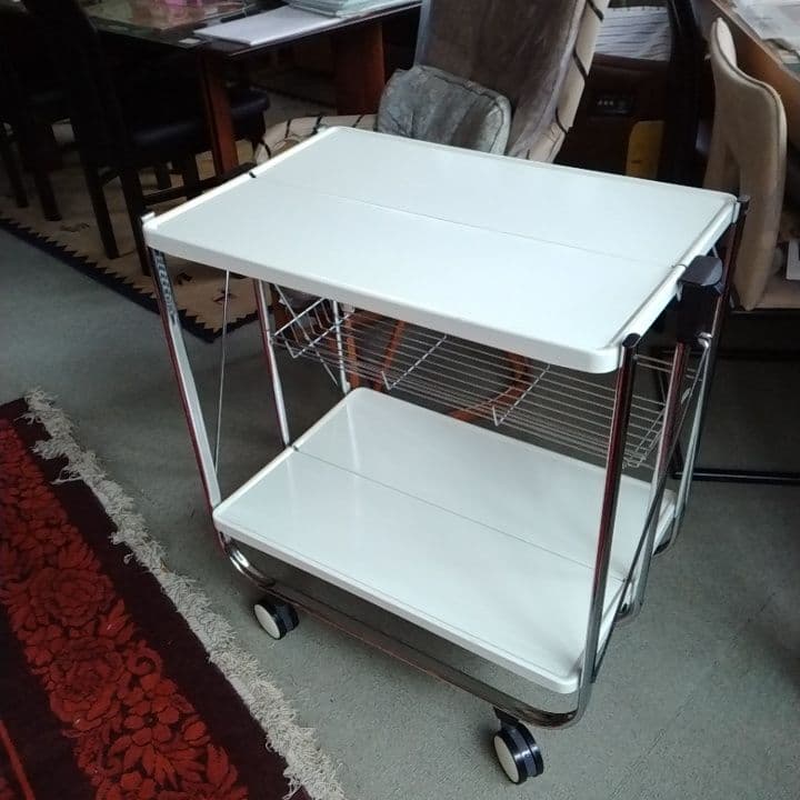 ホワイト キッチンワゴン キャスター付き ホールディングトローリー　ダルトン風