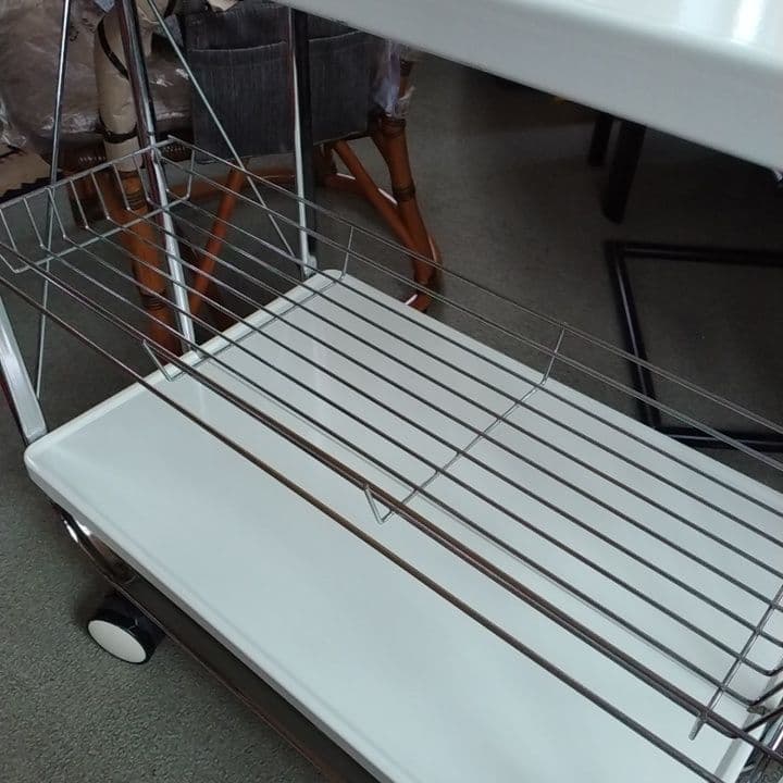 ホワイト キッチンワゴン キャスター付き ホールディングトローリー　ダルトン風