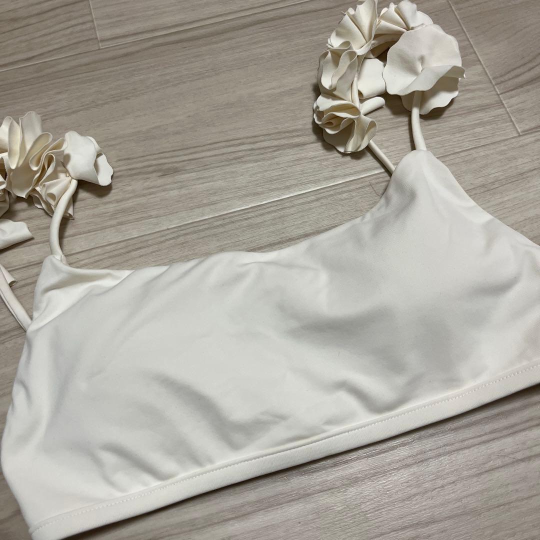【新品】完売 ALEXIA STAM ビキニ 水着 花 ホワイト 上下セット L