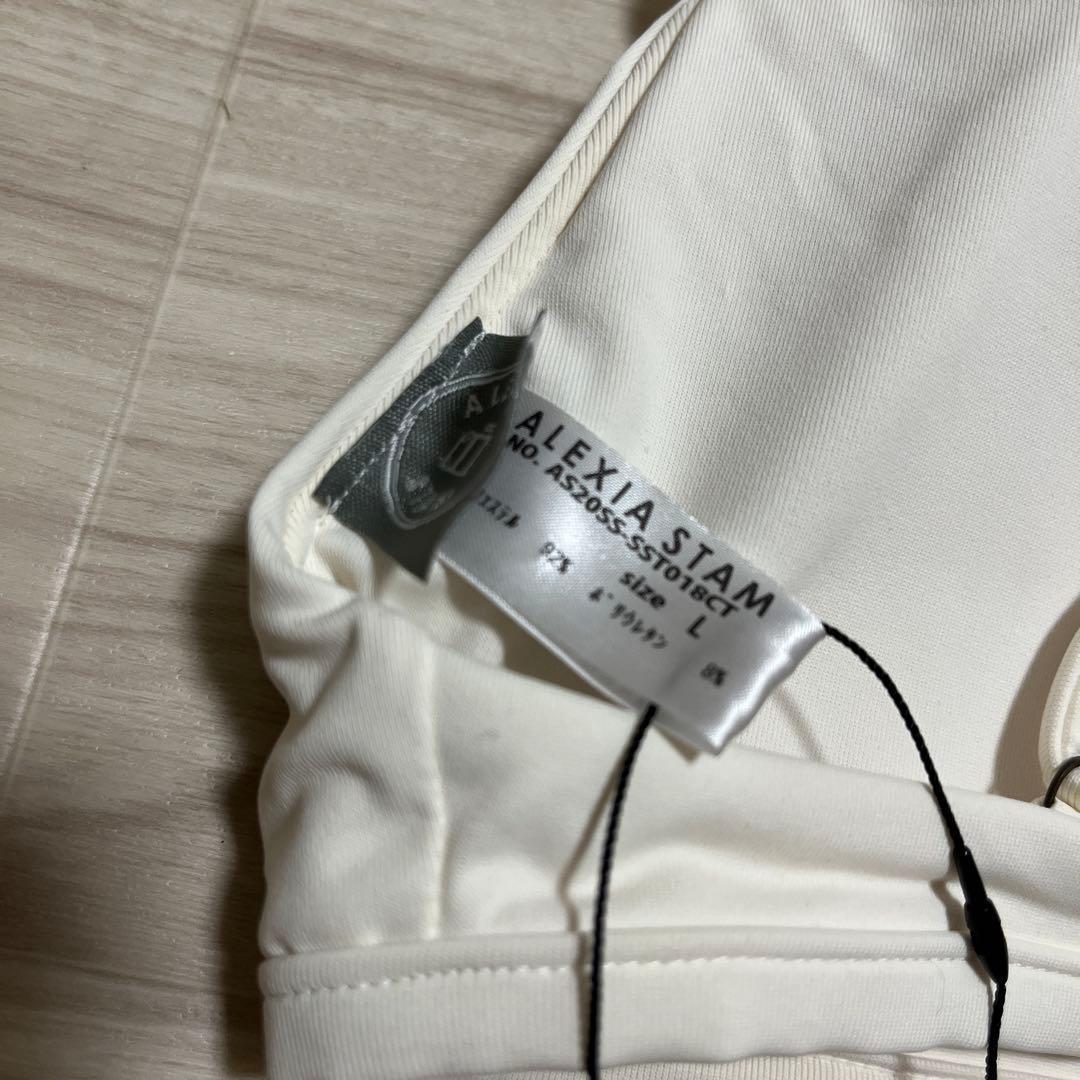 【新品】完売 ALEXIA STAM ビキニ 水着 花 ホワイト 上下セット L