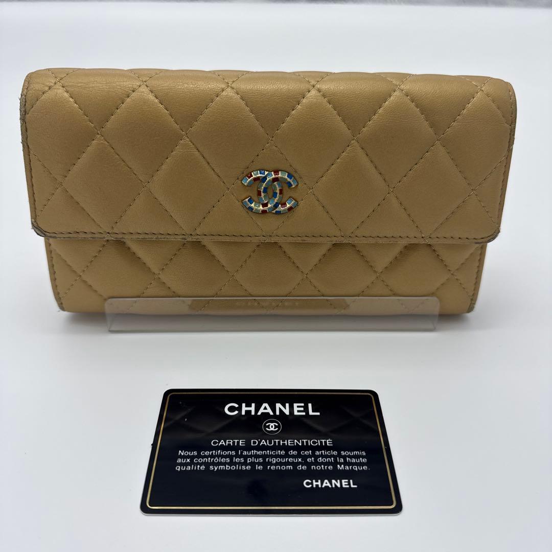 CHANEL シャネル カラーストーン 長財布 ゴールド
