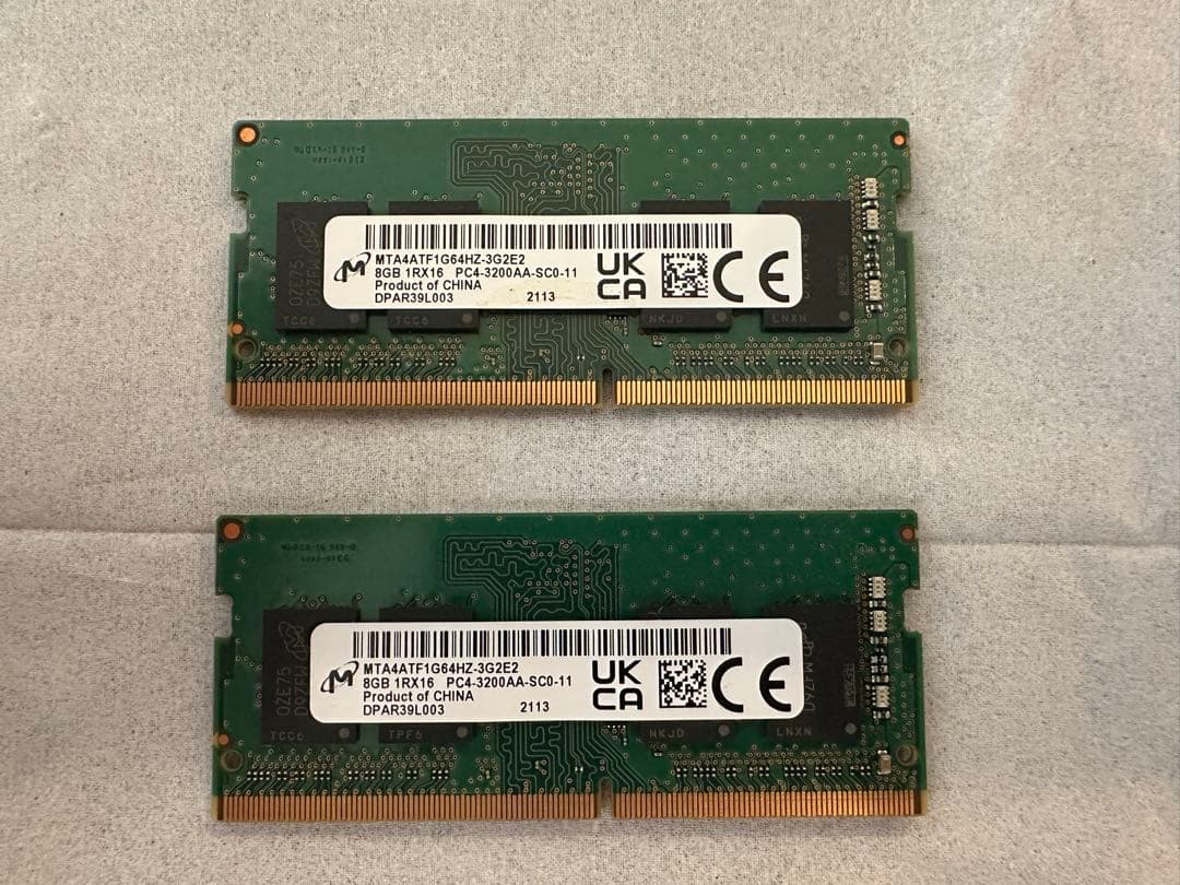 【美品】Micron DDR4 8GB×2 16GB ノートPC用 メモリー