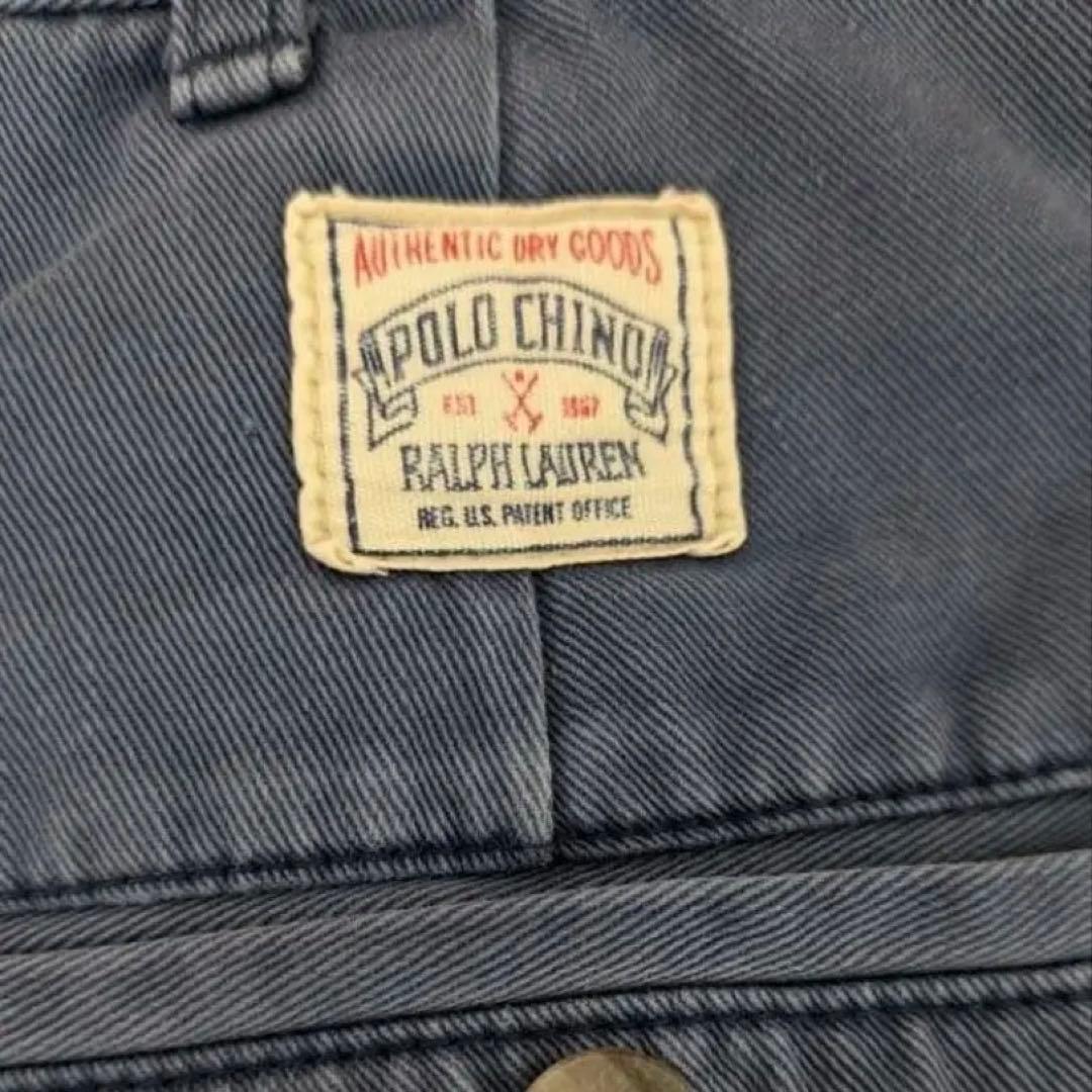 90s 初期タグ ポロチノ ラルフローレン ツータック チノパン86 ブルー
