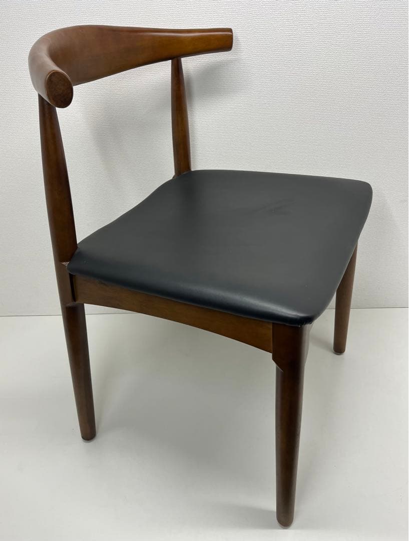 デザイナーズチェア 木製 ダイニングチェア ウッドチェア PU座面 ブラウン