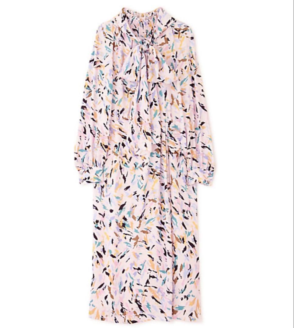 未使用級　ピンク　PINKY&DIANNE ブラッシュプリントワンピース