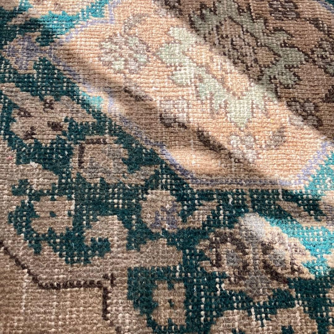 人気キャラメルベージュ68×208 ランナー　グリーン　トルコヴィンテージラグ