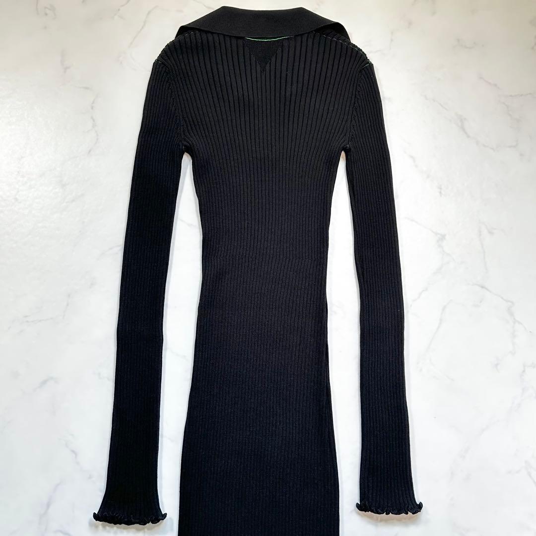 未使用級◎ボッテガヴェネタ ロングニットポロワンピース 現行タグ 三角ロゴ XS