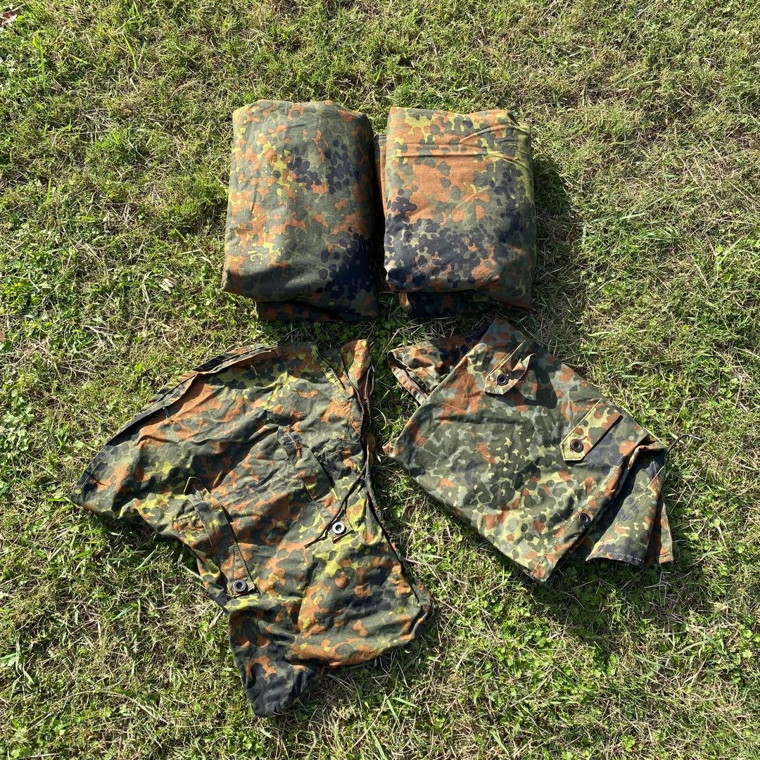 ドイツ軍　軍幕　ハーフシェルター２枚①　パップテント　袋付　フレクターカモ　迷彩