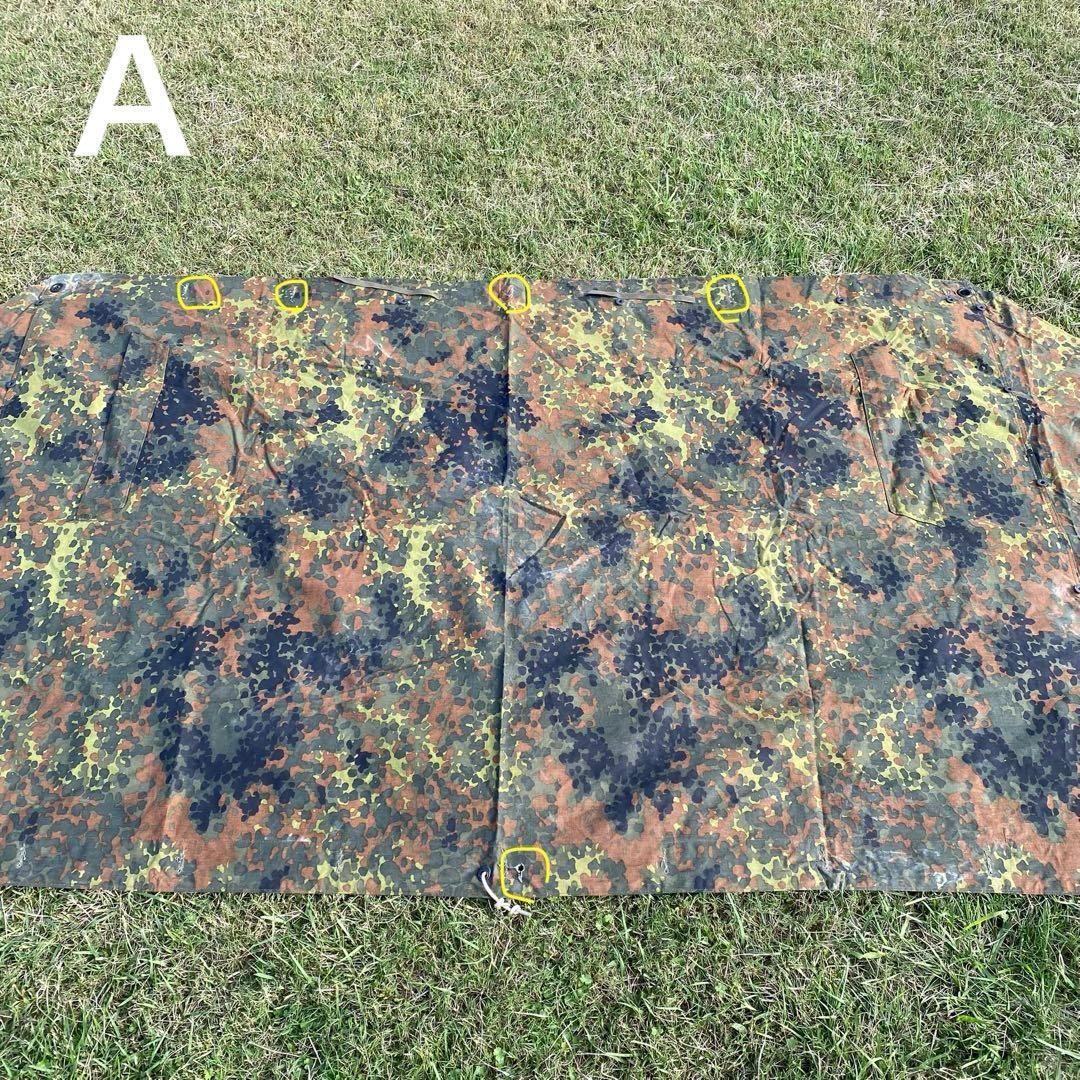 ドイツ軍　軍幕　ハーフシェルター２枚①　パップテント　袋付　フレクターカモ　迷彩