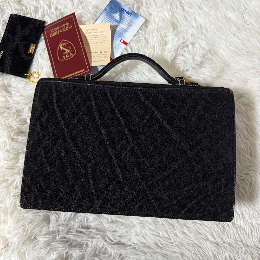 ⭐️新品⭐️　JRA　エレファントレザー　ハンドバッグ　ダイヤル錠　ブラック　象革
