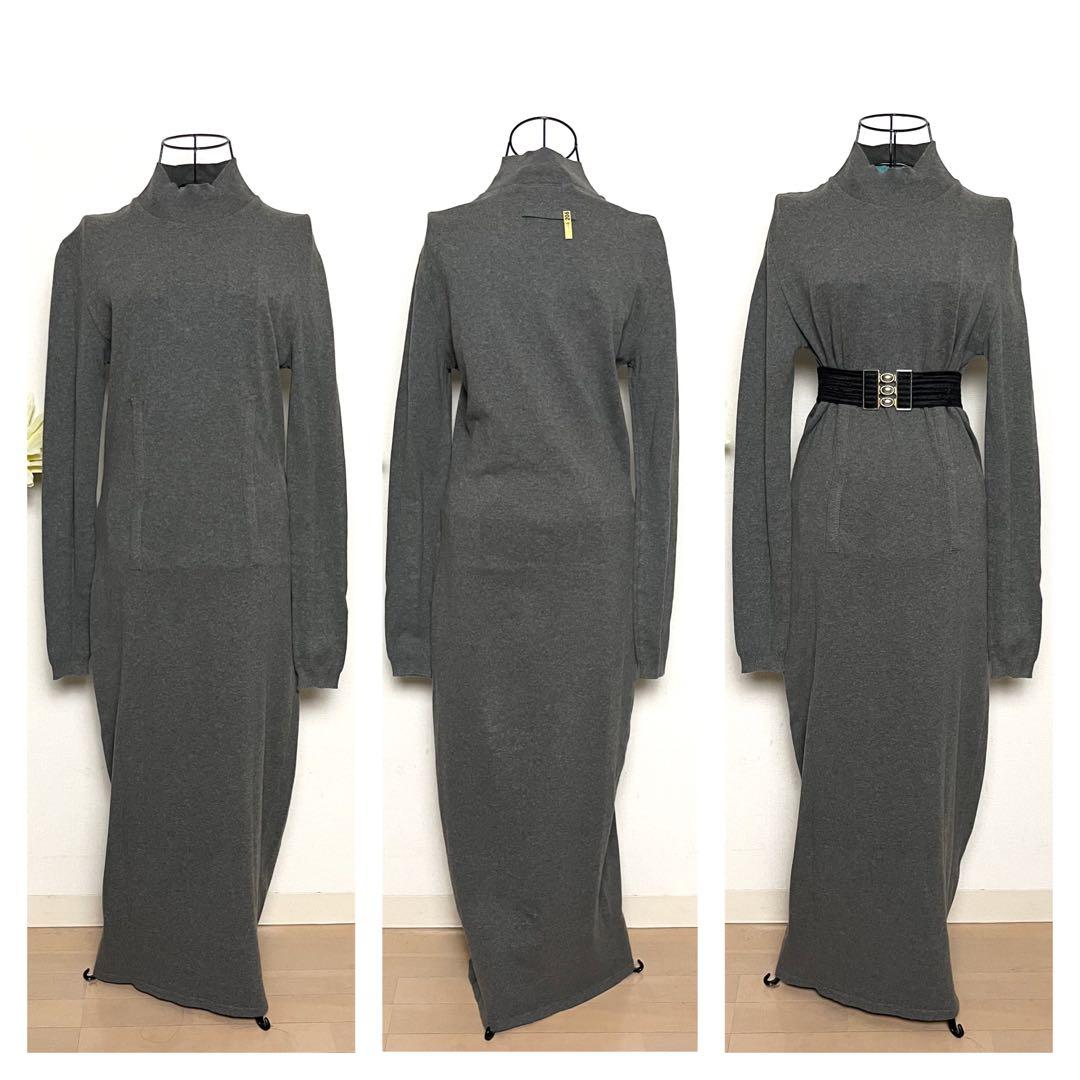 ︎✖︎ ジャンポールゴルチエ ロング ワンピース コットン ニット グレー L