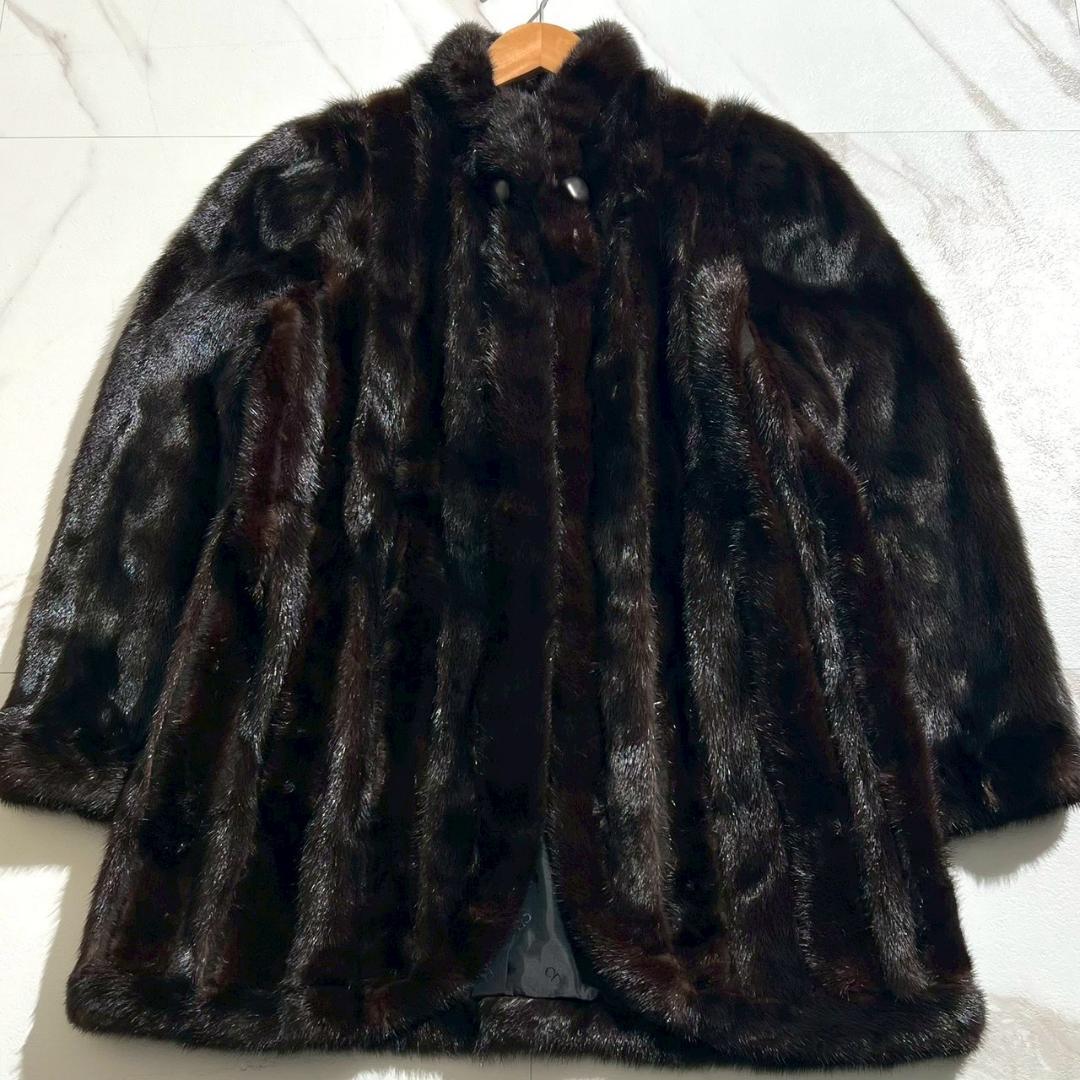 希少美品クリスチャンディオール デミバフミンク 裏地CD総柄 ファー 毛皮 L