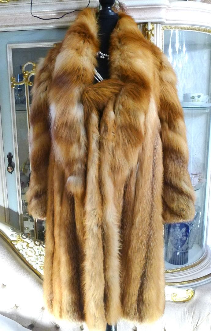 希少！豪華！◇【EMBA】絶品！デザイン！レッドFOXファーロングコート◇