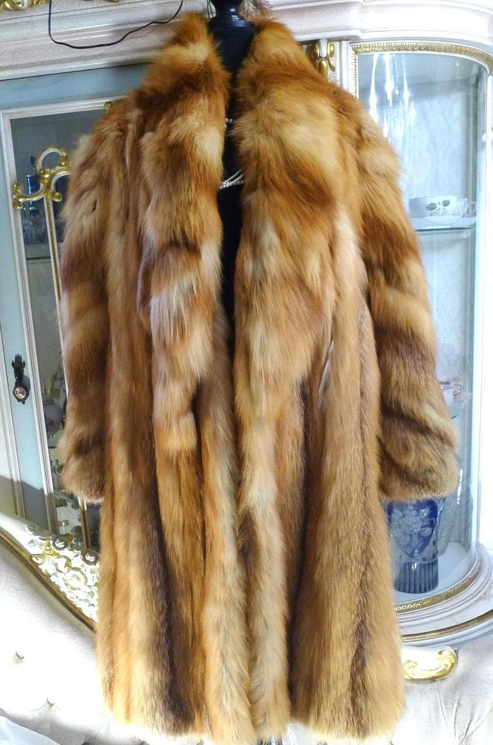 希少！豪華！◇【EMBA】絶品！デザイン！レッドFOXファーロングコート◇