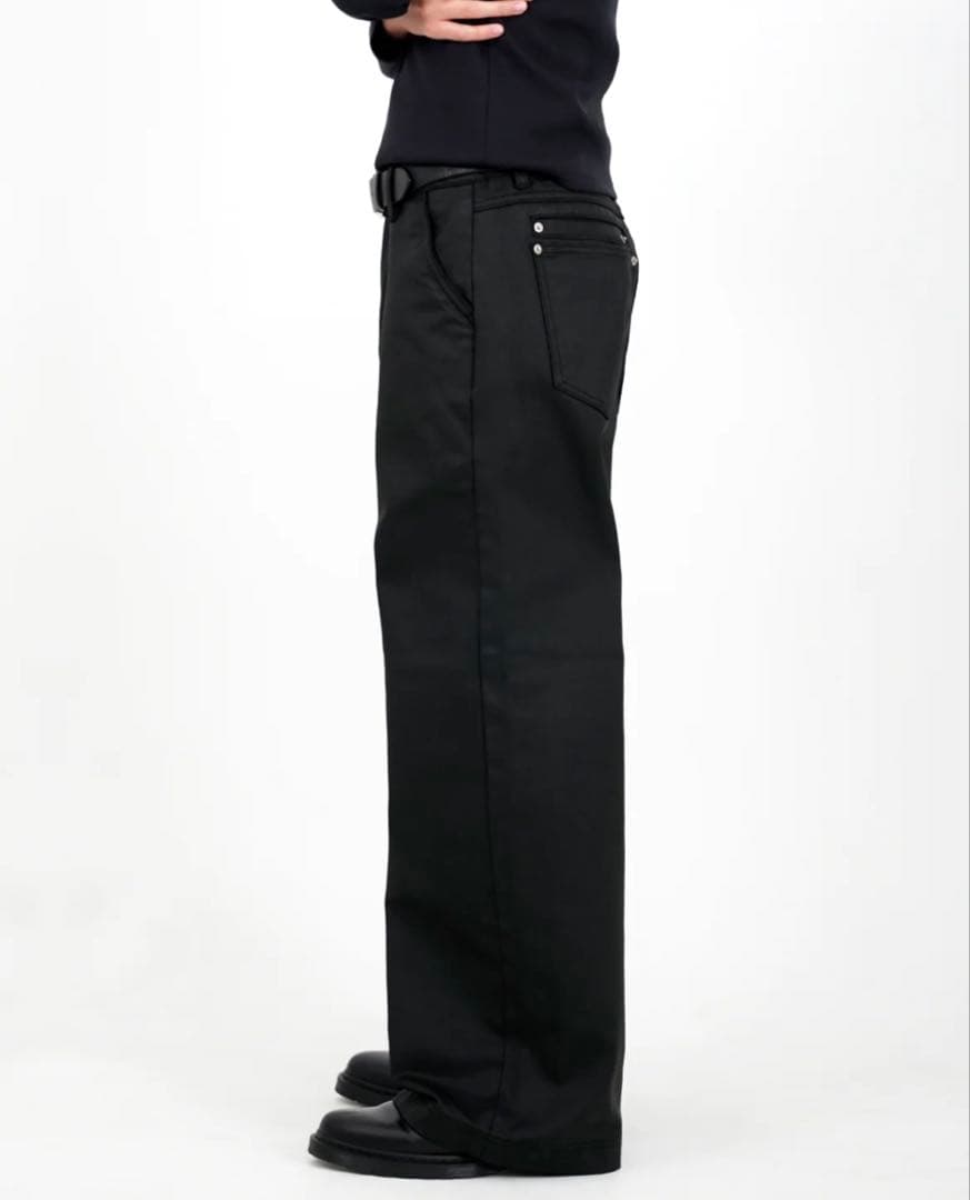 パンツ Stacked Oil Coating Wide-Leg Pants