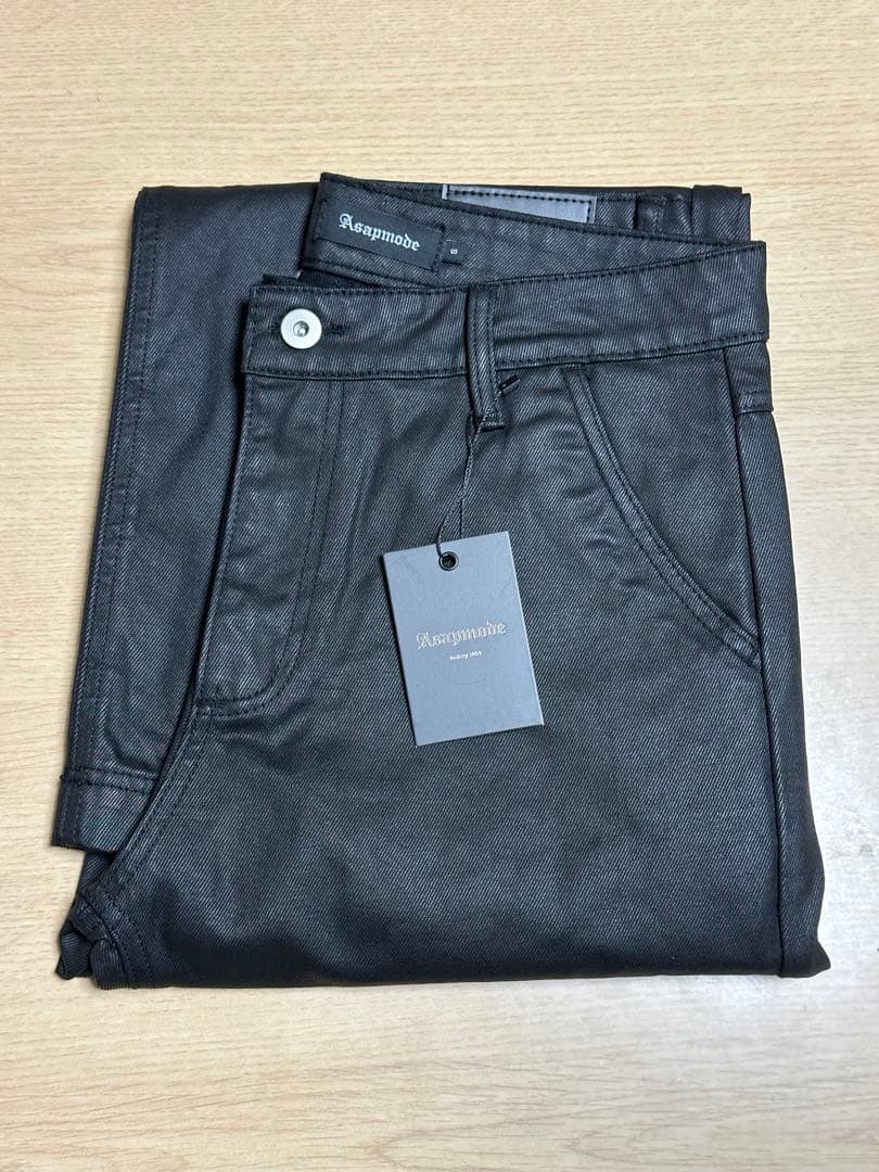 パンツ Stacked Oil Coating Wide-Leg Pants