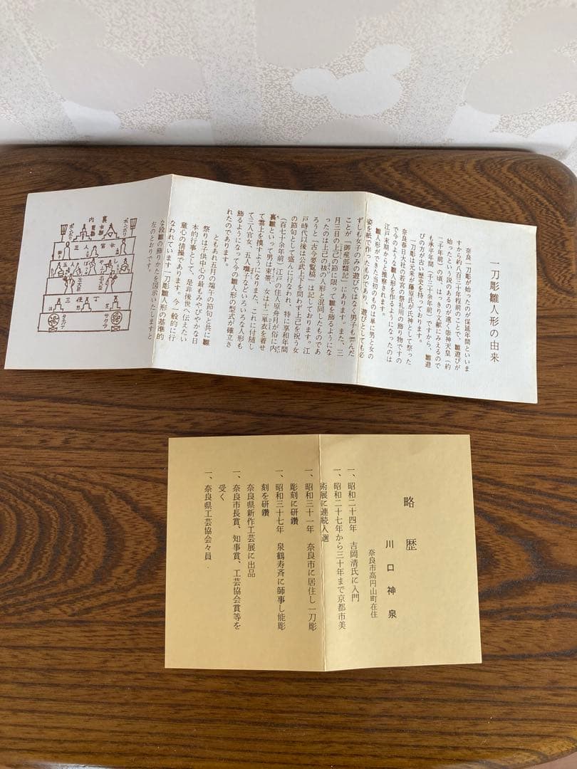 奈良　一刀彫り　雛人形　川口　神泉　作　初代神泉