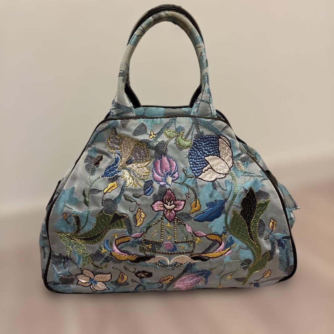 レア ヴィヴィアンウエストウッド 刺繍 総柄 ハンドバッグ オーブ ヤスミン