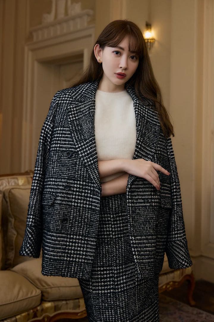 ジャケット・アウター Her lip to Hemingway Check Tweed Jacket