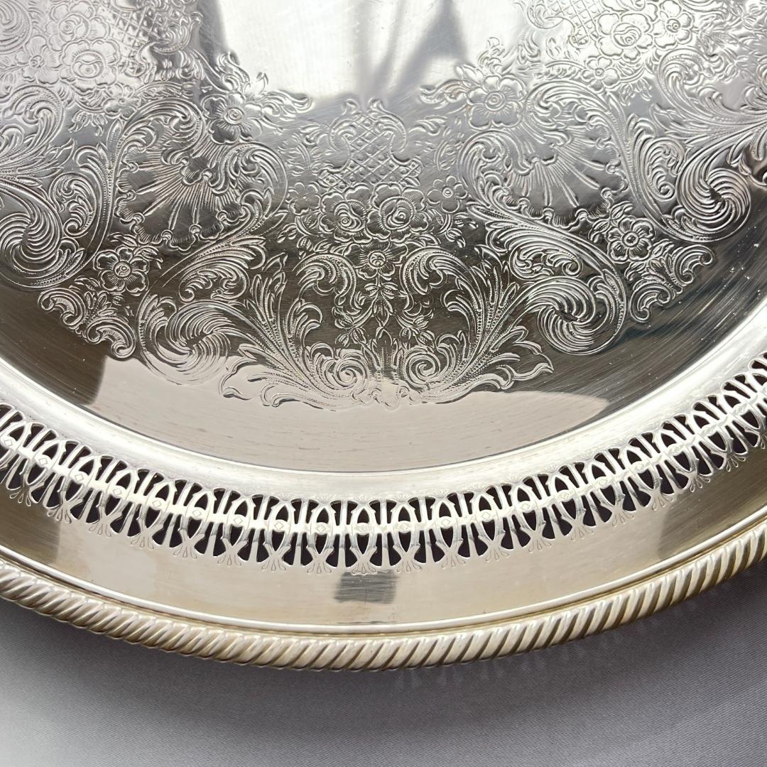 【WM ROGERS】透かしのカフェトレー / ギャラリートレー 38cm