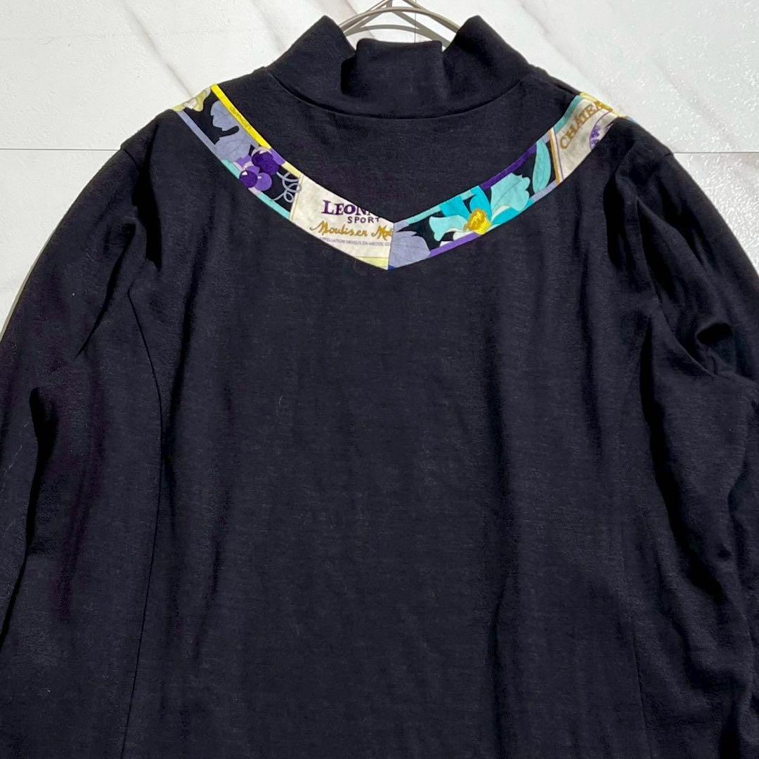 美品✨LEONARD スポーツウールAライン チュニック ワイン花柄　トリム40