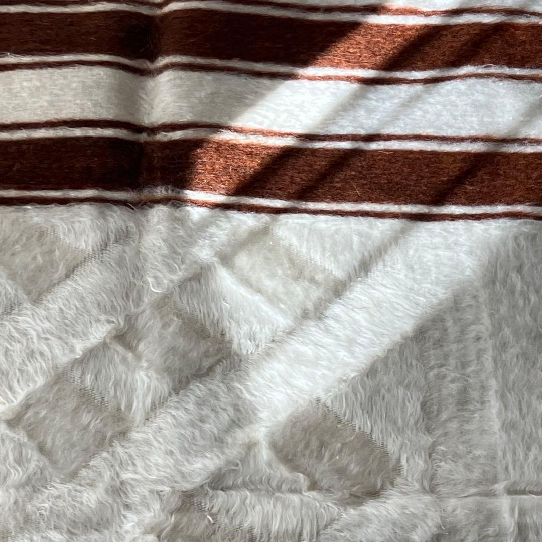 新品wool100％　オフホワイトチョコ　バッターニエ　トルコヴィンテージラグ