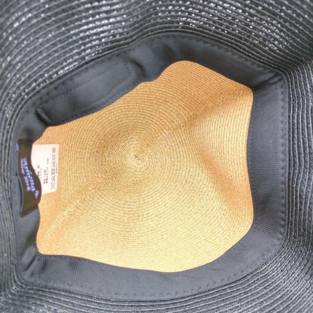 【美品】アシーナニューヨーク　リボン麦わら帽子　調節可　バイカラー