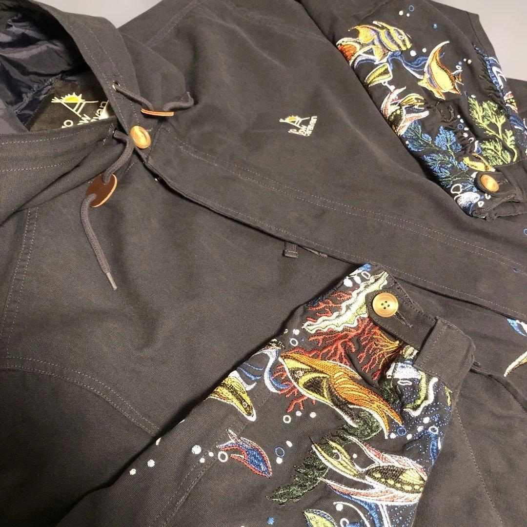 GO SLOWCARAVANゴースローキャラバンパネル刺繍モッズコートネイビー2