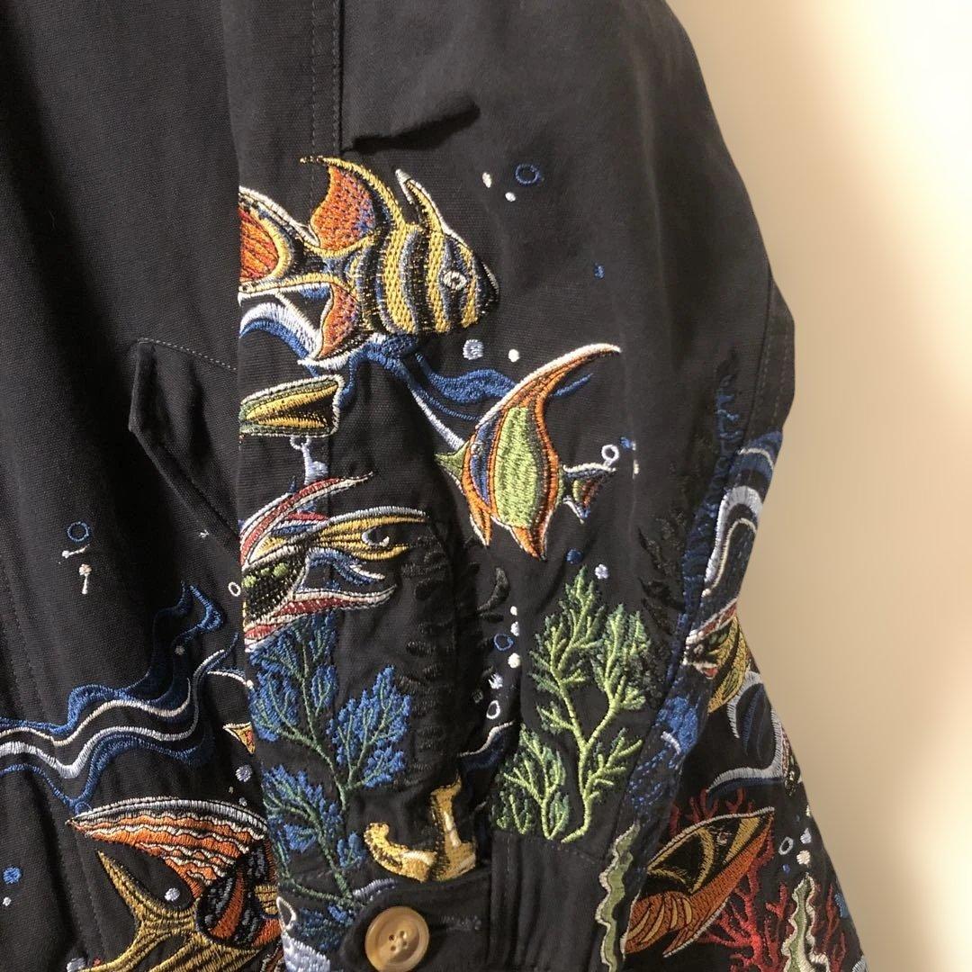 GO SLOWCARAVANゴースローキャラバンパネル刺繍モッズコートネイビー2