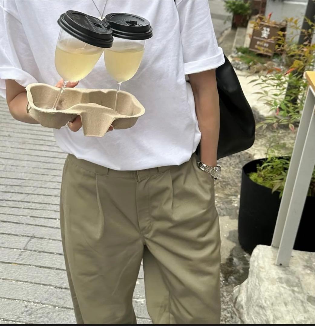 ok.soon×dickies ワイドチノパンツ newベージュ