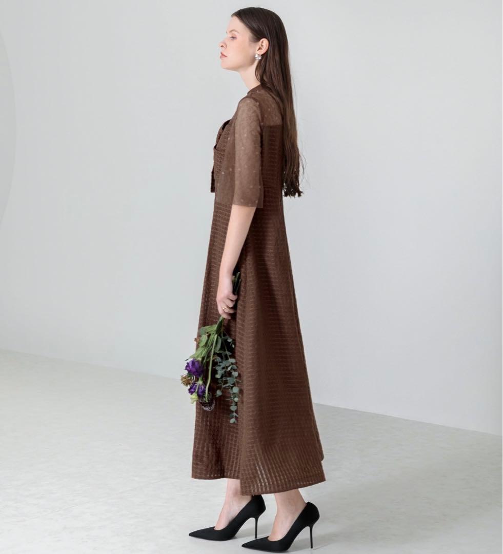 レジャ　LEJA ビスチェ風切り替えプチハイネック花柄シアーレースワッフル　M