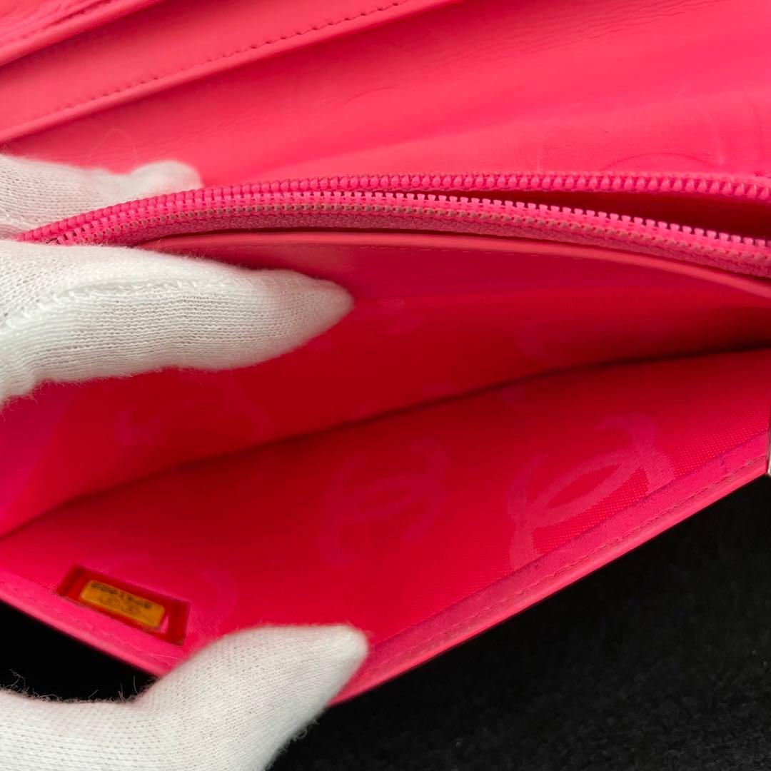 シャネル CHANEL 二つ折り 財布 カンボンライン ピンク 黒 正規品