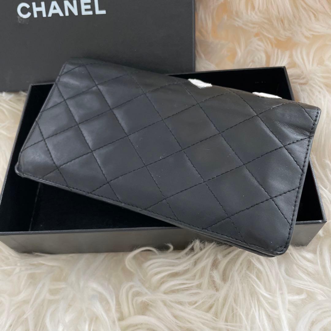 シャネル CHANEL 二つ折り 財布 カンボンライン ピンク 黒 正規品