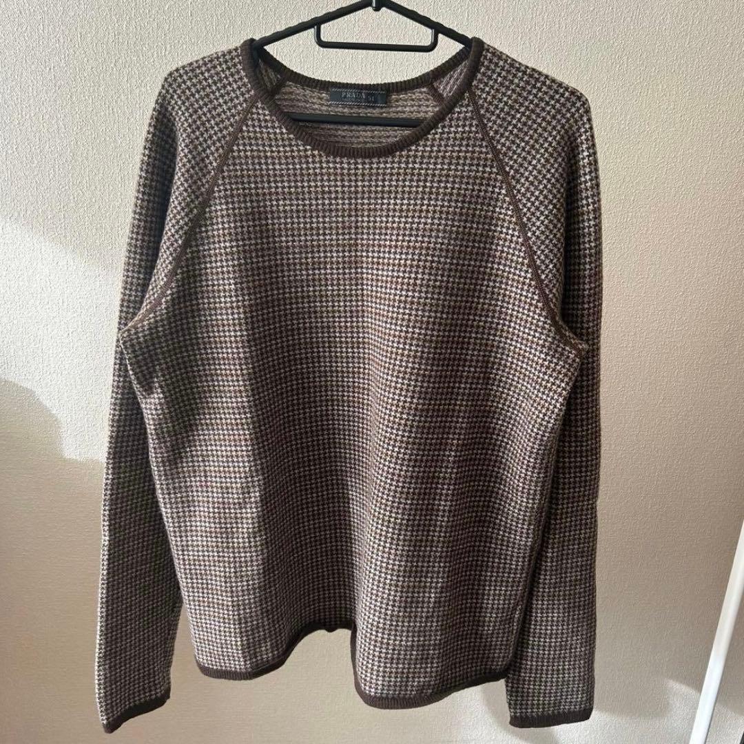 PRADA ニットセーター　カシミヤ混　千鳥格子