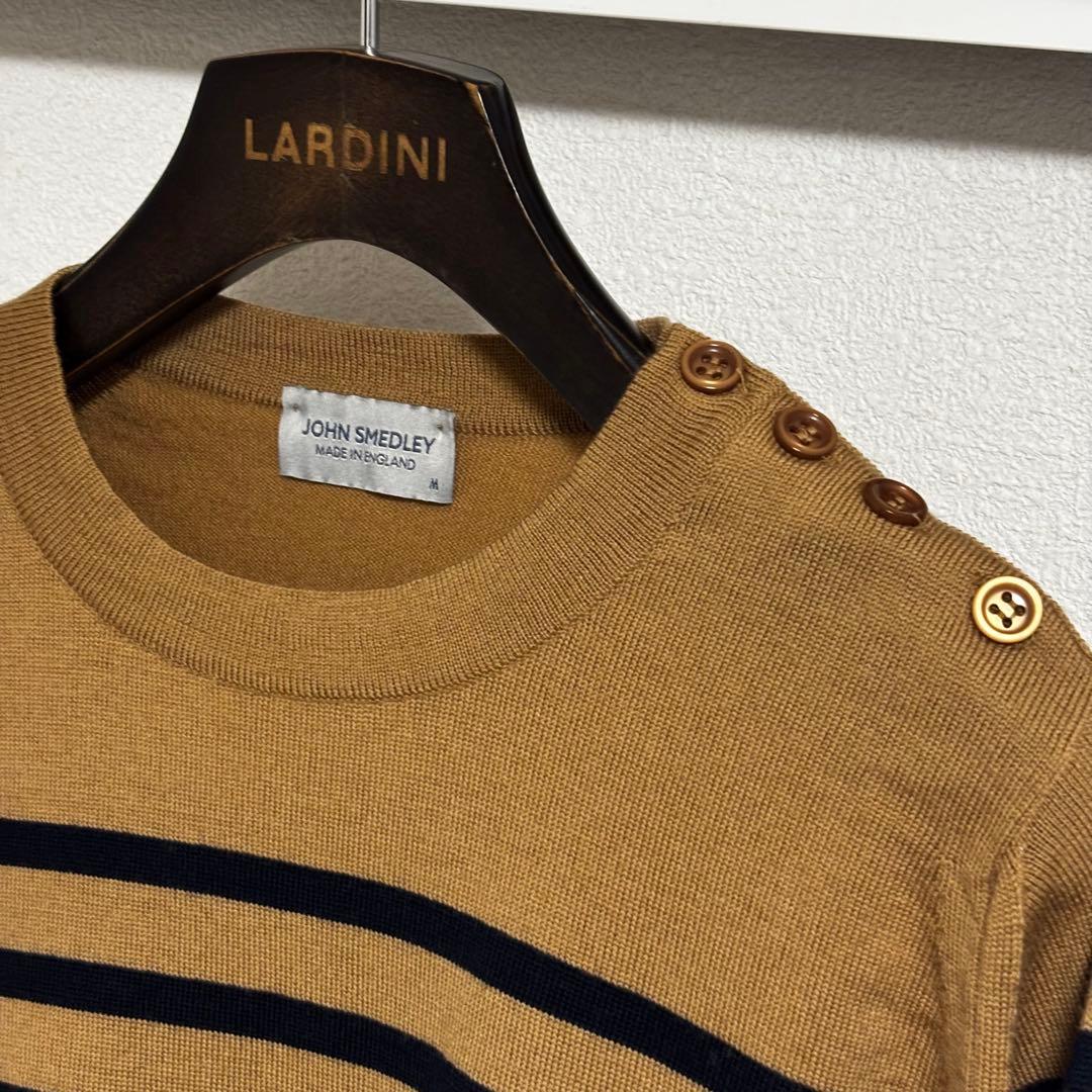 JOHN SMEDLEY ジョンスメドレー ボーダーメリノウールニット M