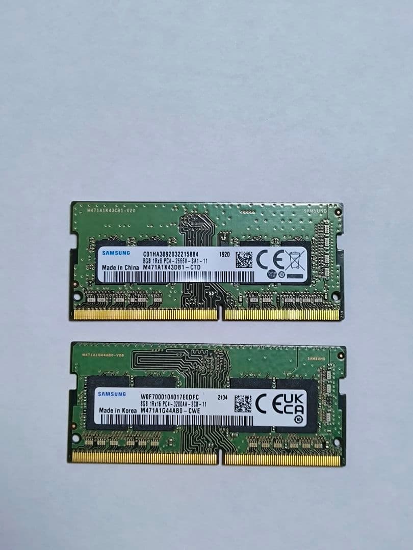 samsung 8GBメモリ SO-DDR4　2枚セット
