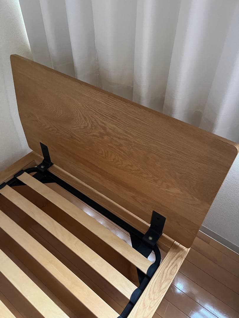 無印良品　ベッドフレーム　シングル　ヘッドボード付き　オーク材