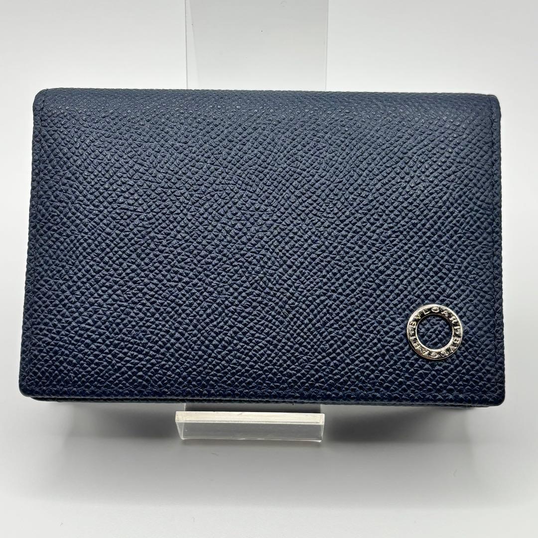 【極美品】ブルガリ 名刺入れ カードケース ブルガリマン サークルロゴ ネイビー