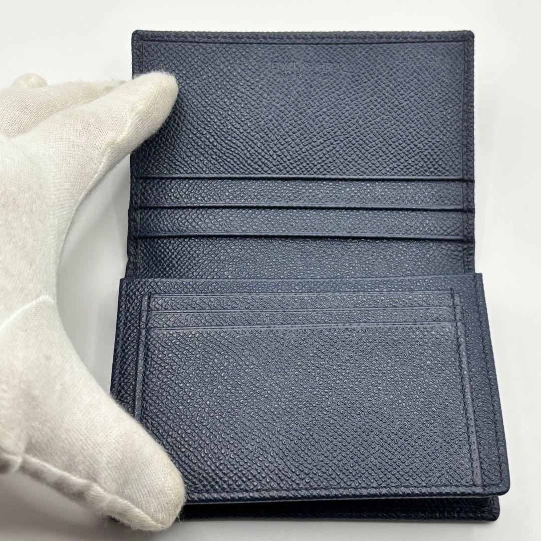 【極美品】ブルガリ 名刺入れ カードケース ブルガリマン サークルロゴ ネイビー