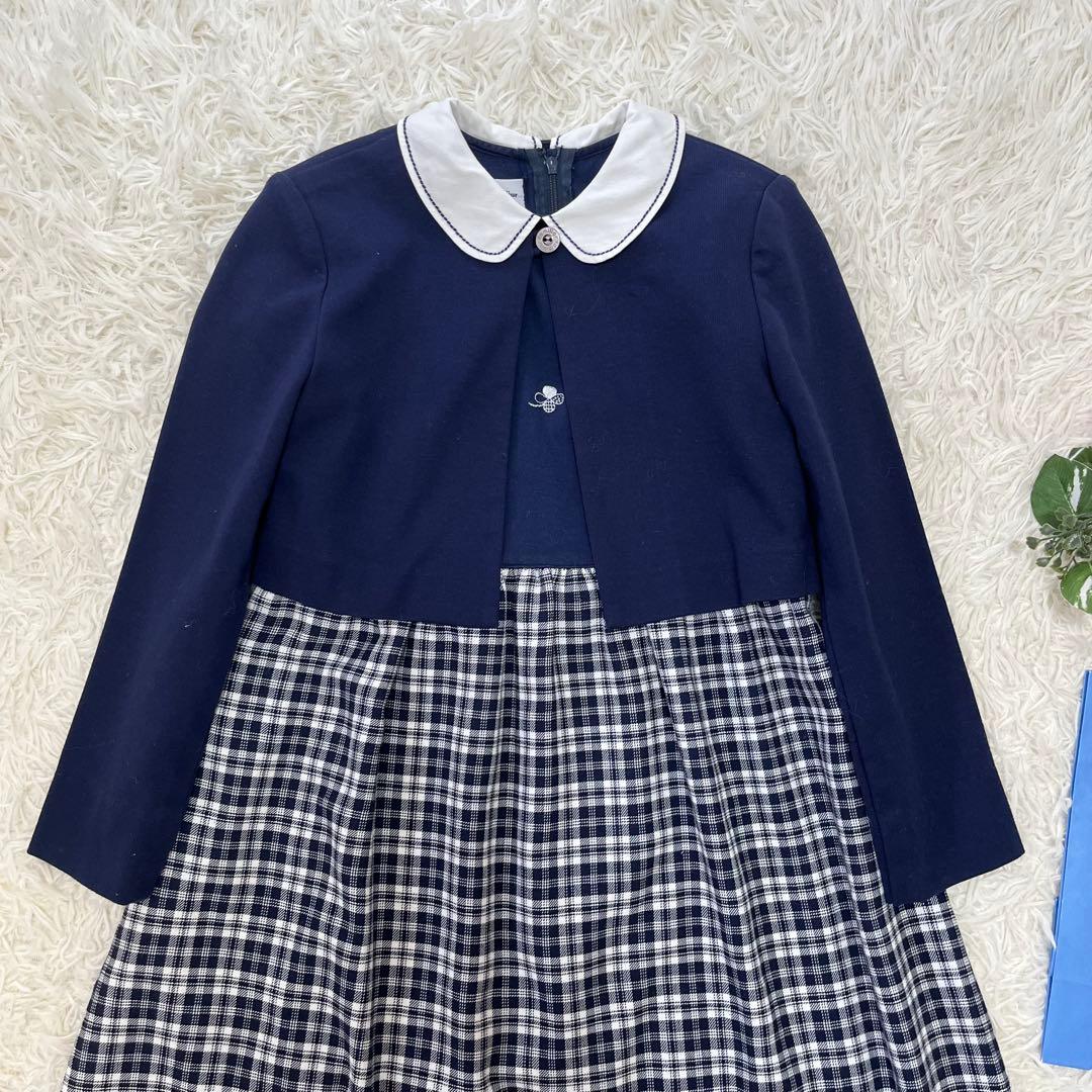 美品✨ファミリア　フォーマルアンサンブル130白襟ワンピース　ボレロ卒園式入学式