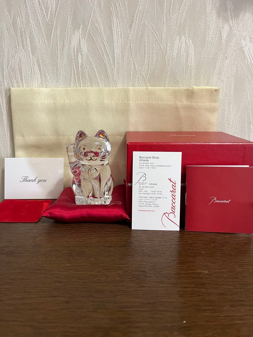 バカラBaccaratクリスタルガラス 招き猫　まねき猫