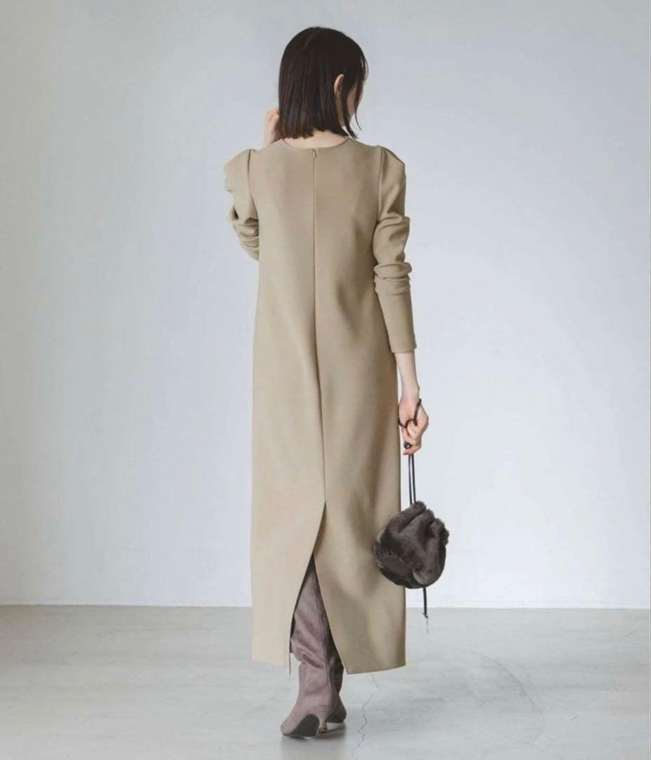 ラム 様NOBLE ニットライクジョーゼットショルダータックワンピース ノーブル