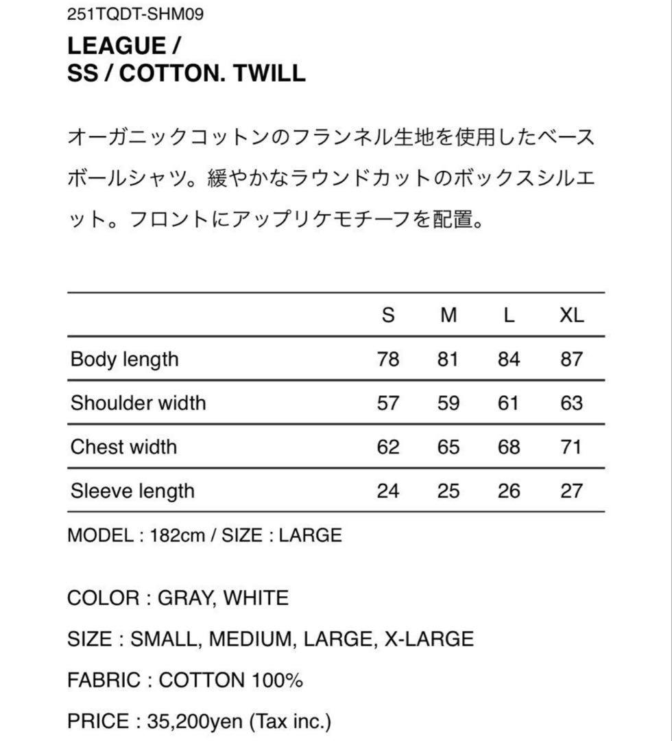 WTAPS 2025SS LEAGUE SS WHITE L 白