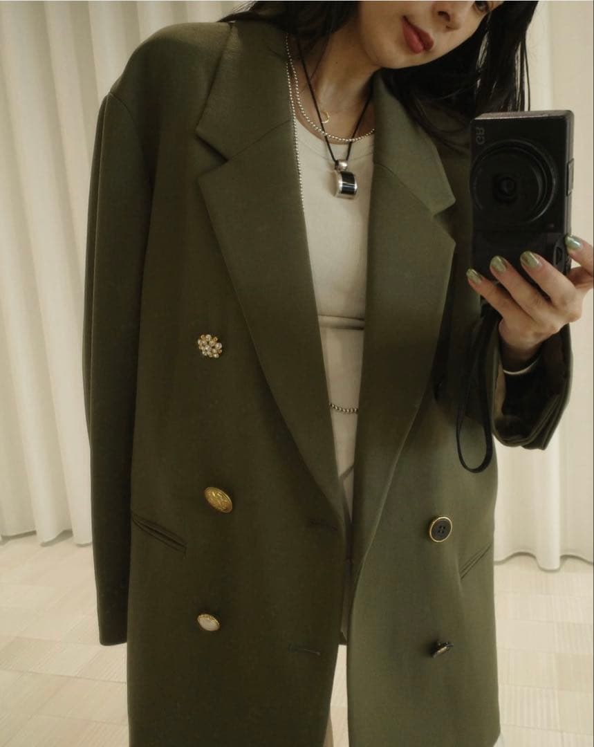 AMERI UND EMBELLISH PAPA JACKET　カーキSサイズ